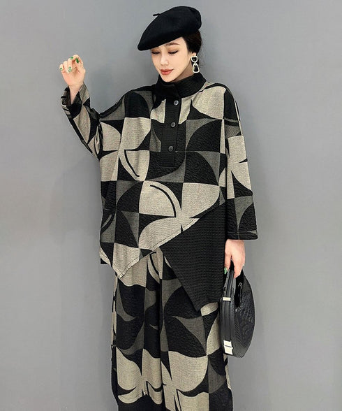Geometric Pattern Top & Pants Co-ord